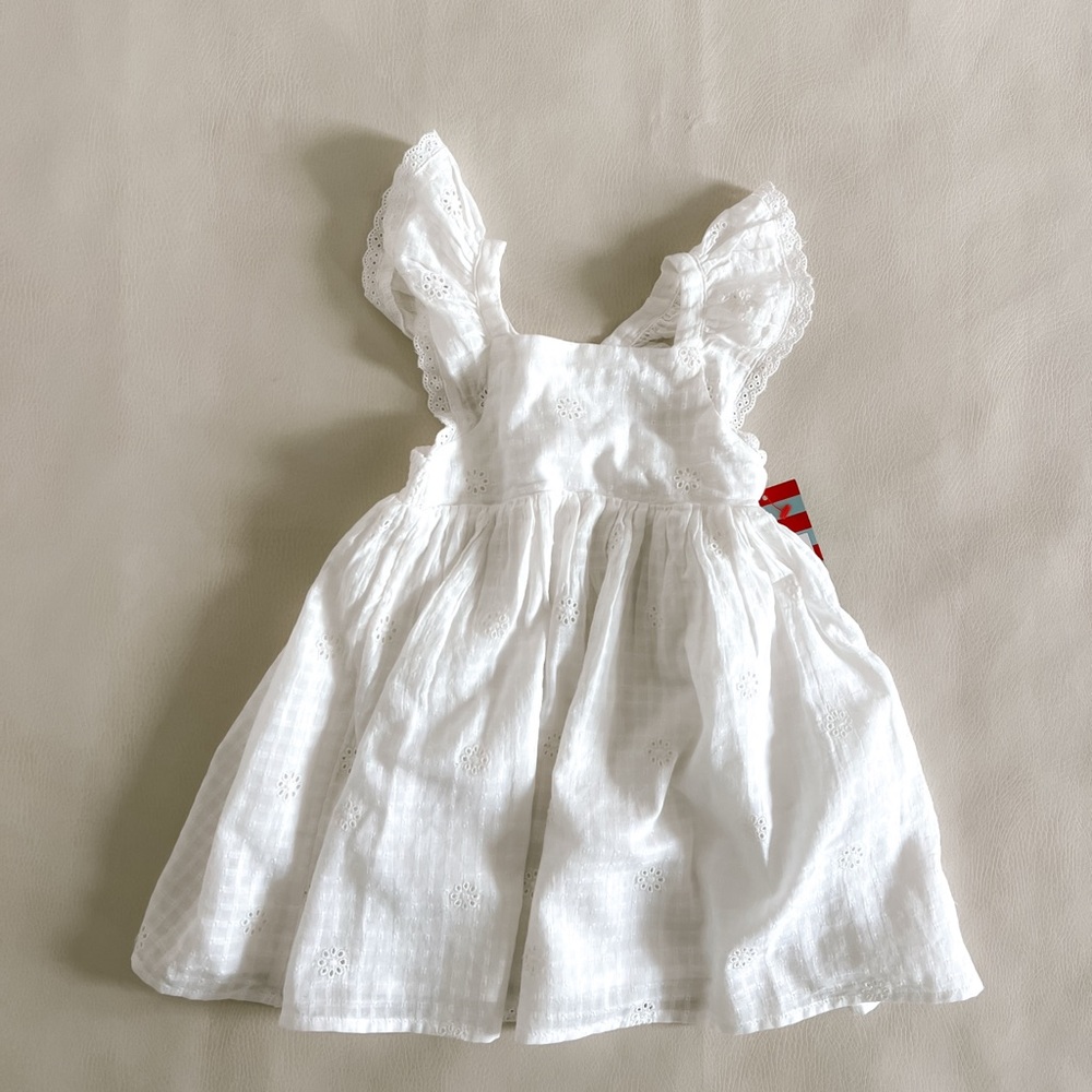 Cat & Jack White Eyelet Dress 12/18 NWT